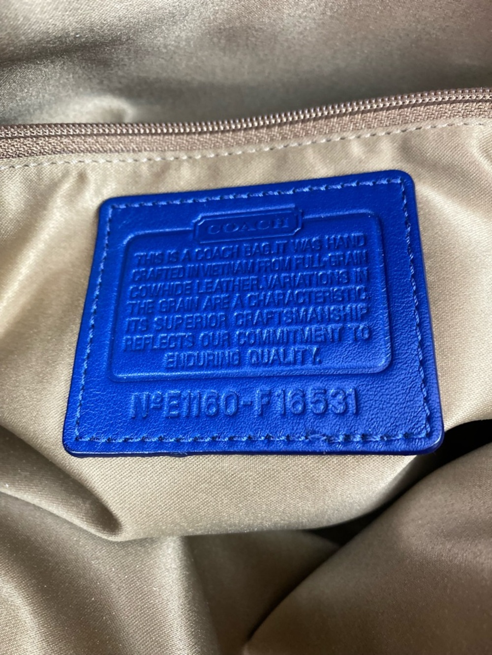 Vintage Coach Soft Leather Cobalt Blue Double Handle Penelope Handbag Bag Purse - Picture 12 of 16